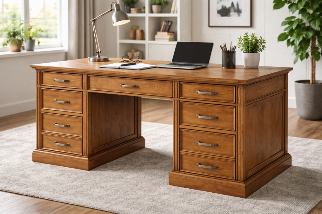 Birou vintage din lemn masiv, stare bună