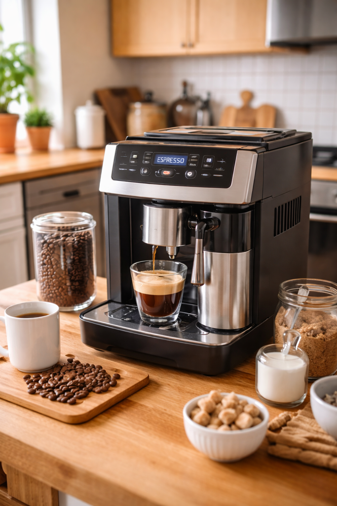 Espressor automat pentru acasă, funcționează bine